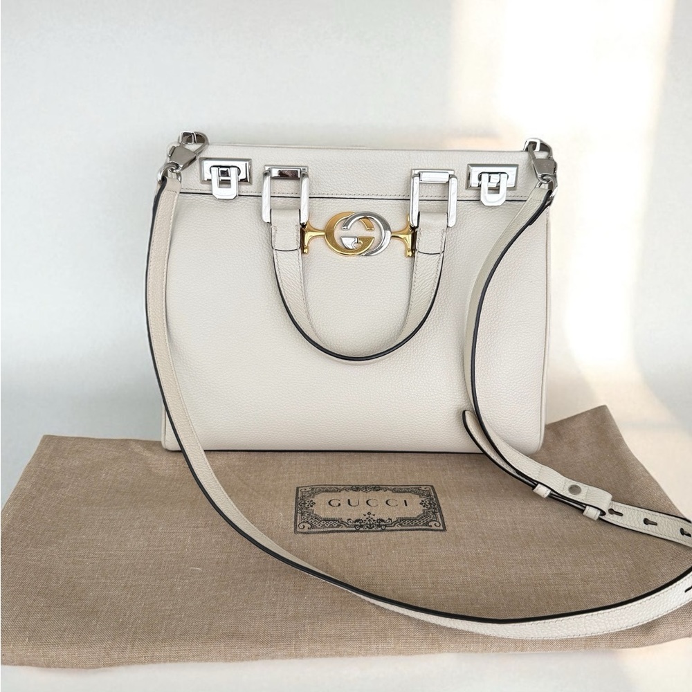 SOLD Gucci GG White Leather Marmont Top Handle Bag